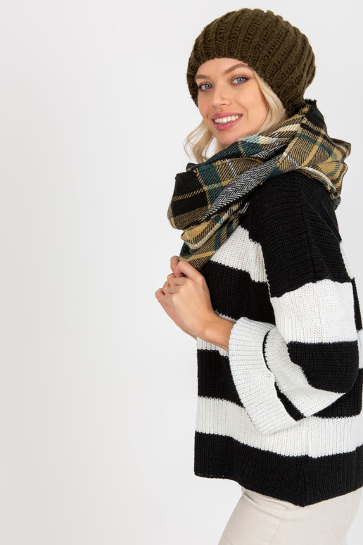 Černobéžový dámský kostkovaný zimní...