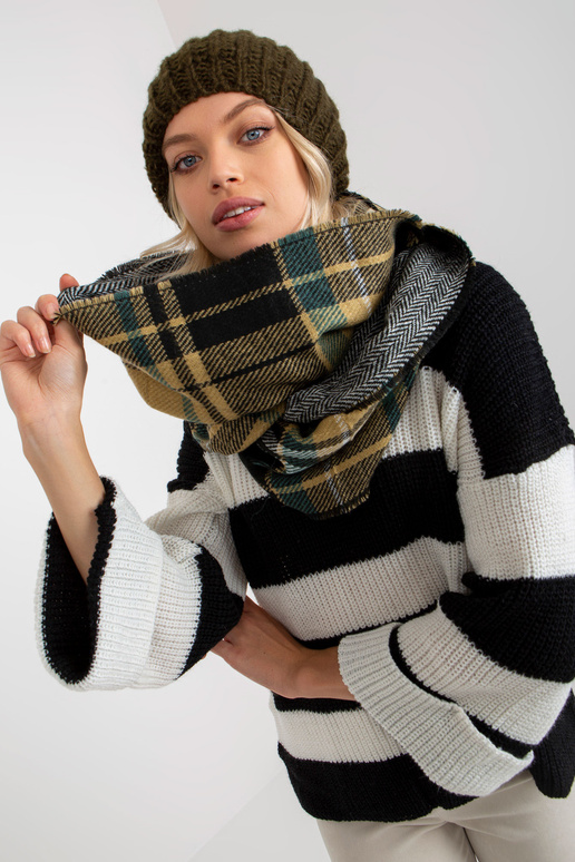 Černobéžový dámský kostkovaný zimní...