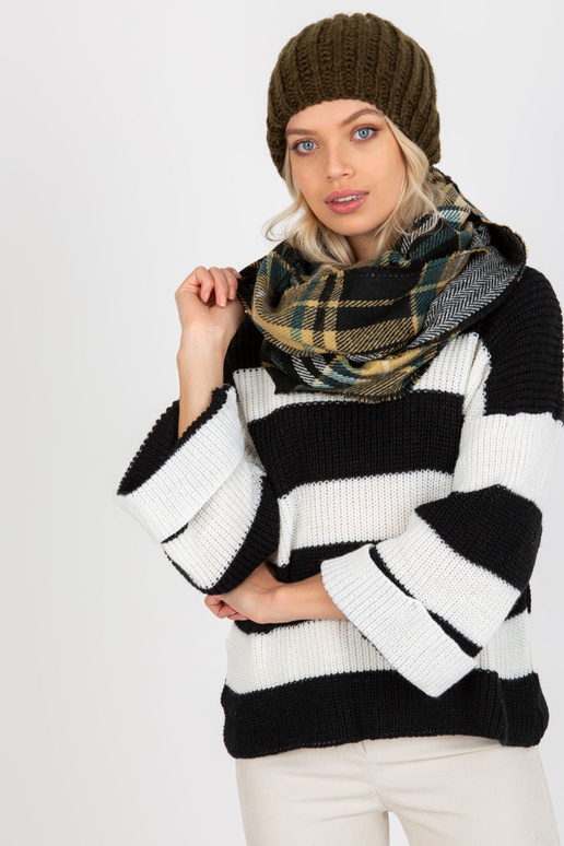 Černobéžový dámský kostkovaný zimní...