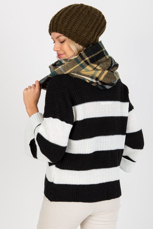 Černobéžový dámský kostkovaný zimní...