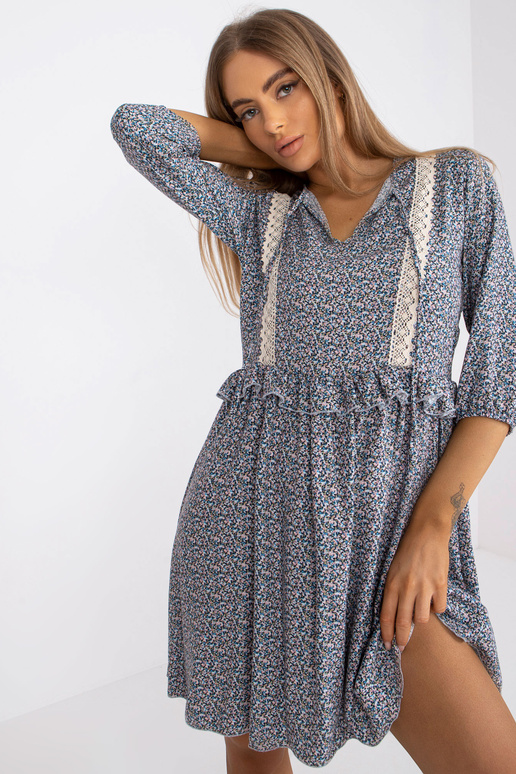 Modré ležérní šaty se vzory RUE PARIS