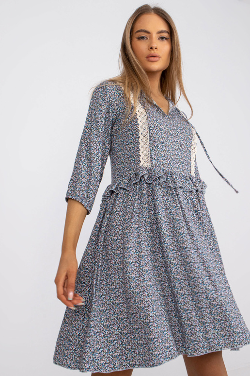 Modré ležérní šaty se vzory RUE PARIS