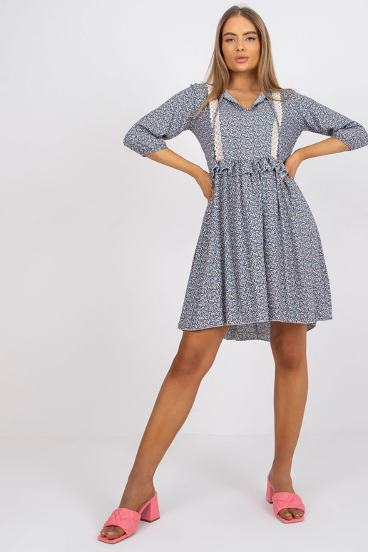 Modré ležérní šaty se vzory RUE PARIS