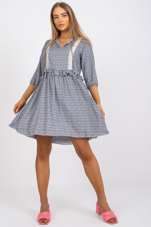 Modré ležérní šaty se vzory RUE PARIS