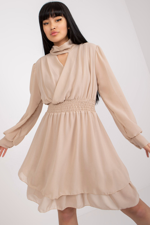 Béžové vzdušné koktejlové šaty s mini... Béžové vzdušné koktejlové šaty s mini...