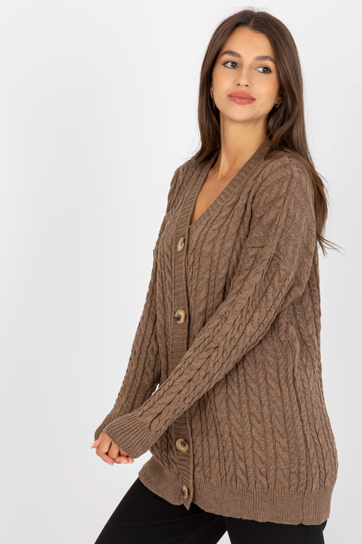 Hnědý kardigan s copánky RUE PARIS