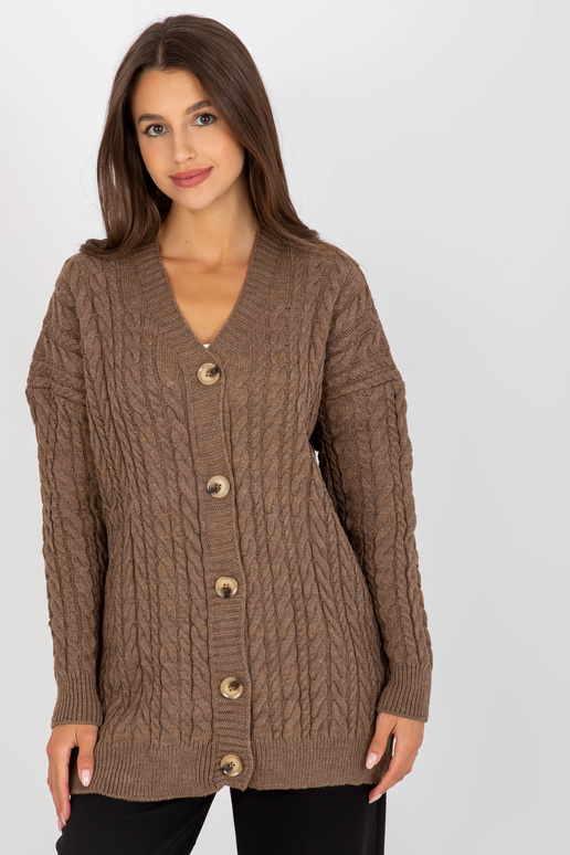 Hnědý kardigan s copánky RUE PARIS