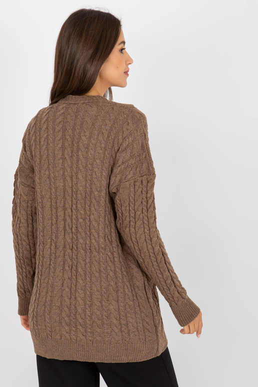 Hnědý kardigan s copánky RUE PARIS