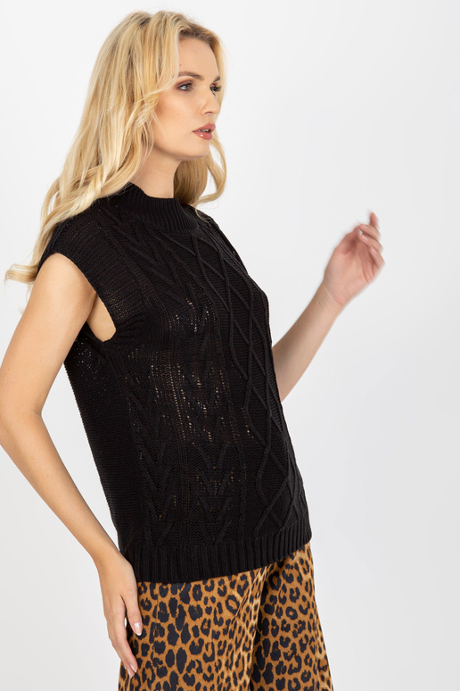 Černá pletená vesta s kabely SUBLEVEL Černá pletená vesta s kabely SUBLEVEL