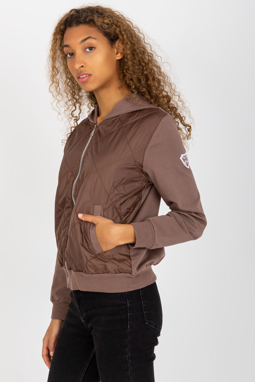 Hnědá prošívaná bomber mikina s...