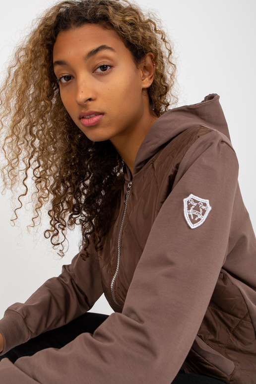 Hnědá prošívaná bomber mikina s...