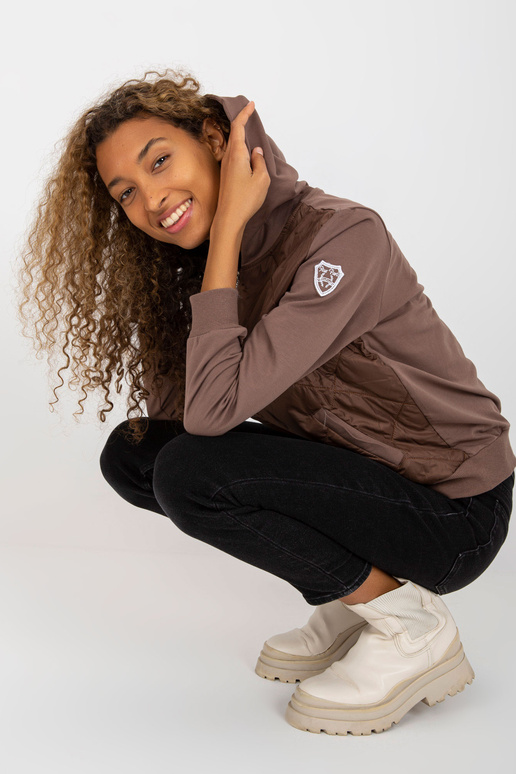 Hnědá prošívaná bomber mikina s...