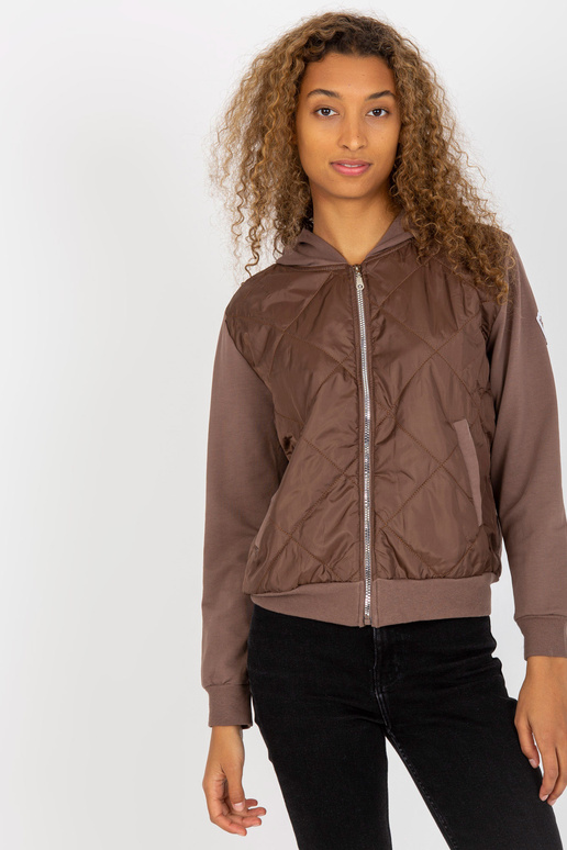Hnědá prošívaná bomber mikina s...