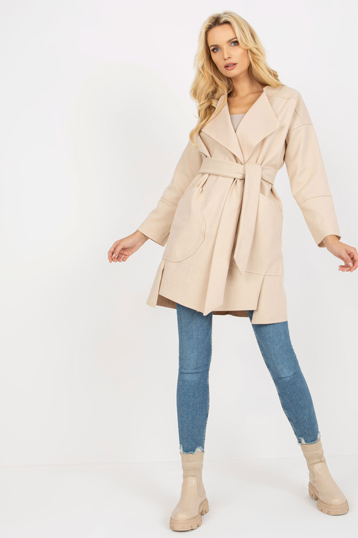 Hellbeiger dünner Mantel mit... Hellbeiger dünner Mantel mit...