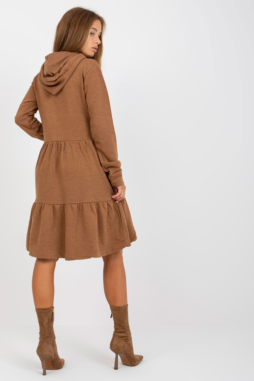 Hnědé rozevláté mikinové šaty s...