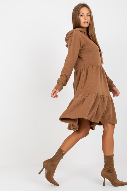 Hnědé rozevláté mikinové šaty s...