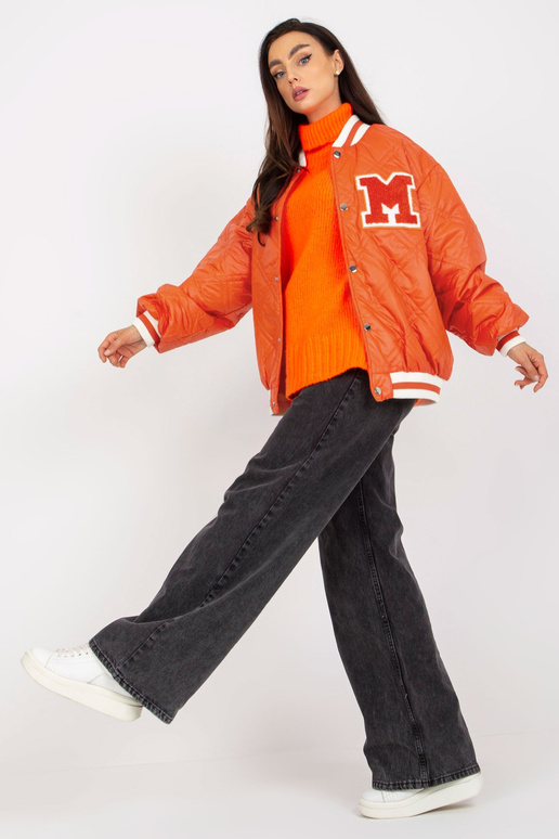 Oranžová prošívaná oversize bomber bunda