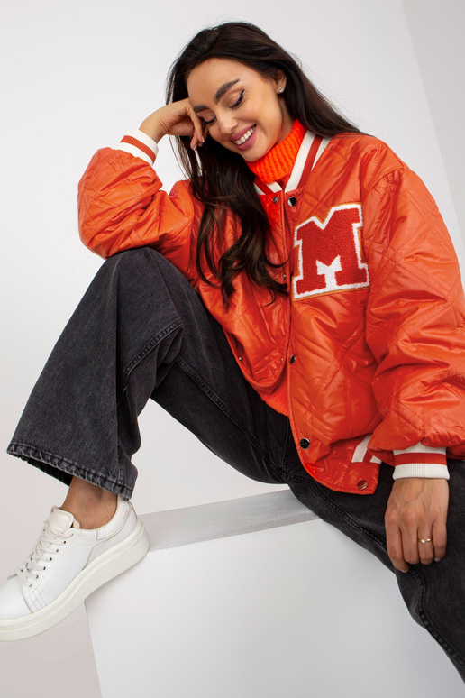 Oranžová prošívaná oversize bomber bunda