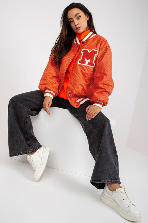 Oranžová prošívaná oversize bomber bunda