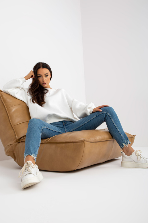 Ecru mikina basic s širokými rukávy...