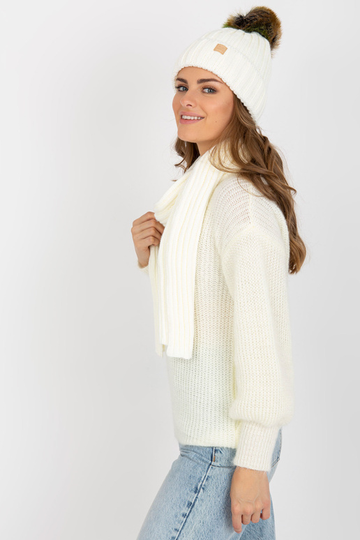 Ecru zimní set s čepicí a šálou Rubby...