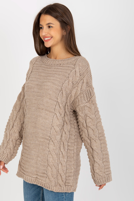 Béžový svetr s copánky a širokými...