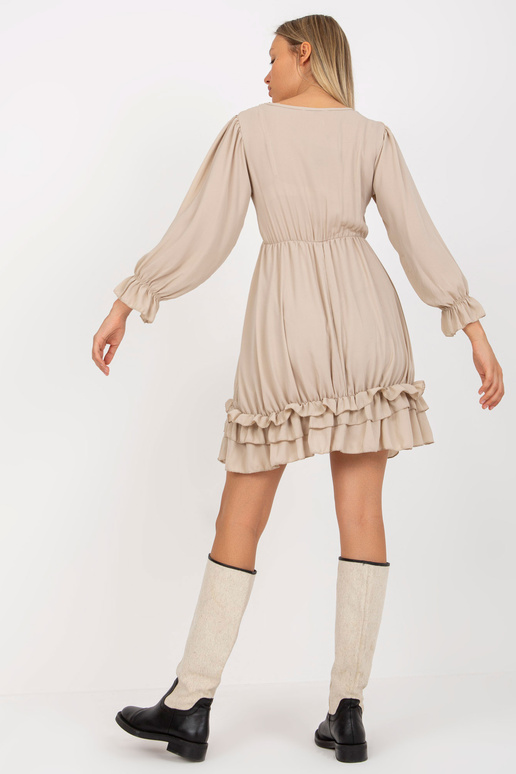 Béžové boho šaty s volánem a uzlovým...