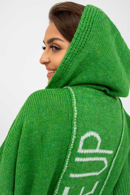 Zelený dlouhý kardigan s nápisem na...