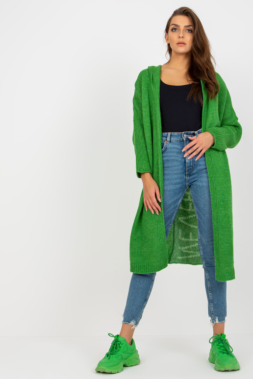 Zelený dlouhý kardigan s nápisem na...
