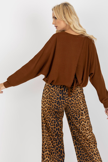 Braune lockere Bluse mit Bindeband am Rücken OCH BELLA