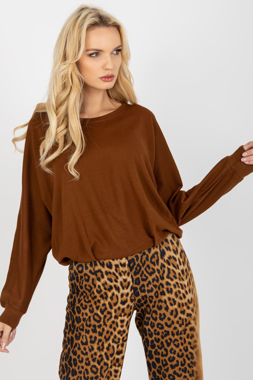 Braune lockere Bluse mit Bindeband am... Braune lockere Bluse mit Bindeband am...