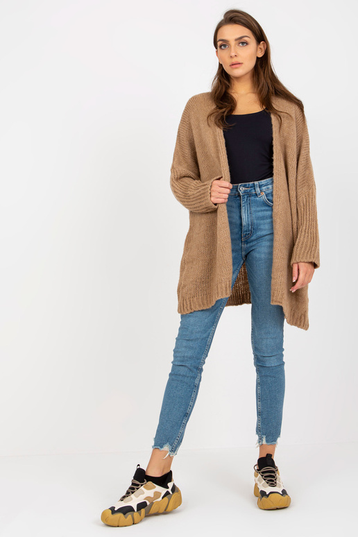 Tmavě béžový pletený kardigan s... Tmavě béžový pletený kardigan s...