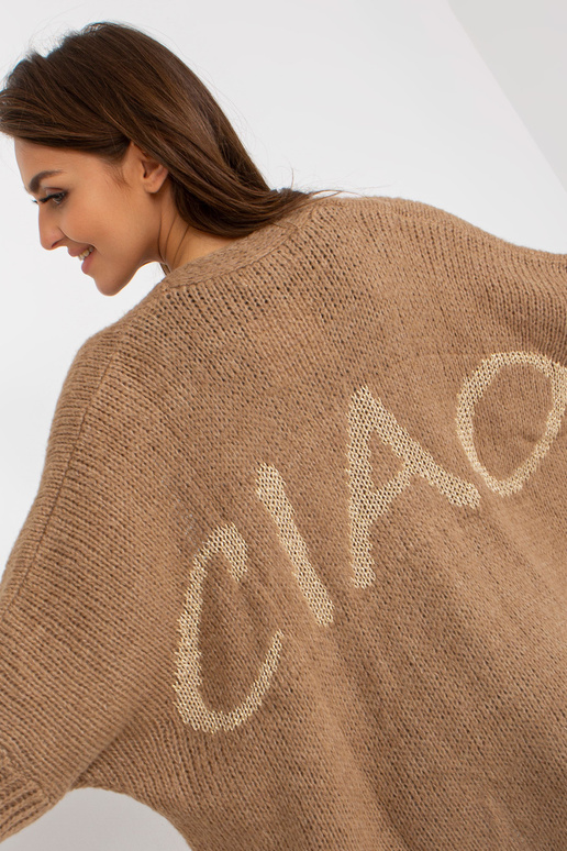 Tmavě béžový pletený kardigan s... Tmavě béžový pletený kardigan s...