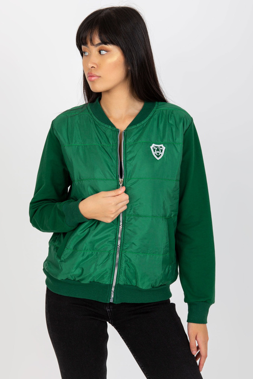 Tmavě zelená prošívaná bomber mikina...
