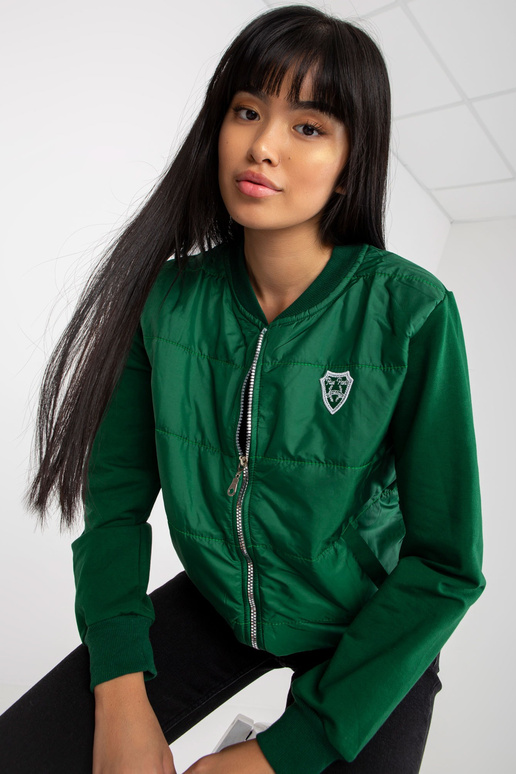 Tmavě zelená prošívaná bomber mikina...