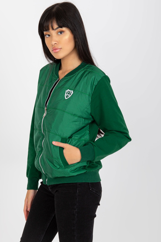 Tmavě zelená prošívaná bomber mikina...