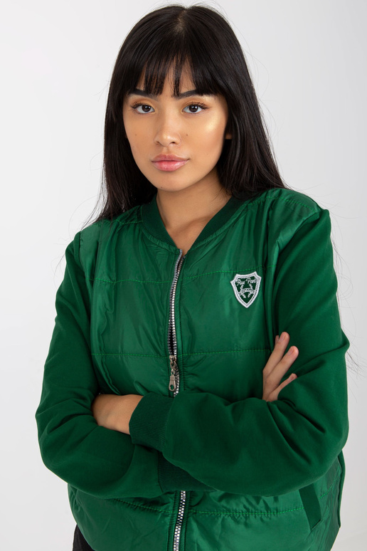 Tmavě zelená prošívaná bomber mikina...