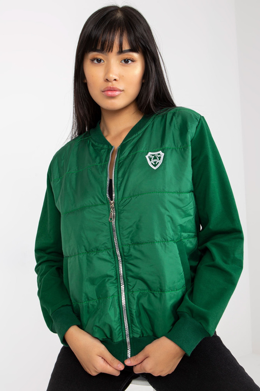 Tmavě zelená prošívaná bomber mikina...