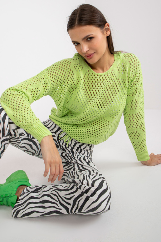 Světle zelený prolamovaný oversize...