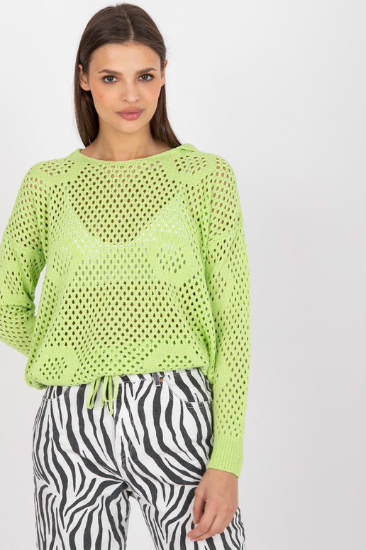 Světle zelený prolamovaný oversize...