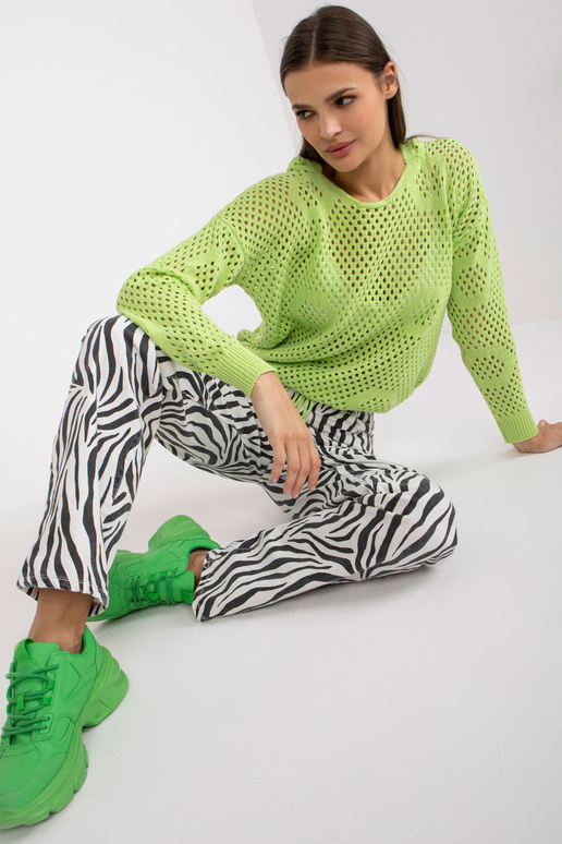 Světle zelený prolamovaný oversize...