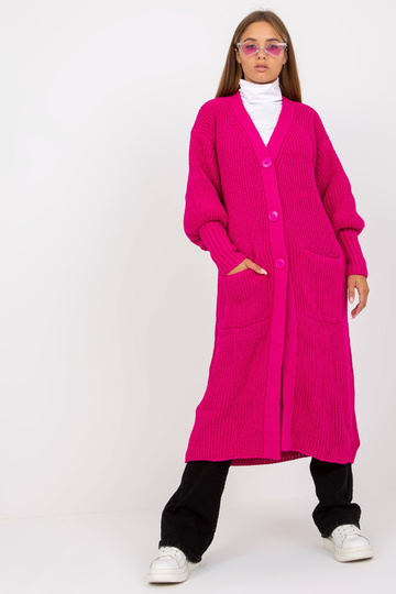 Fuchsiový dlouhý kardigan s...