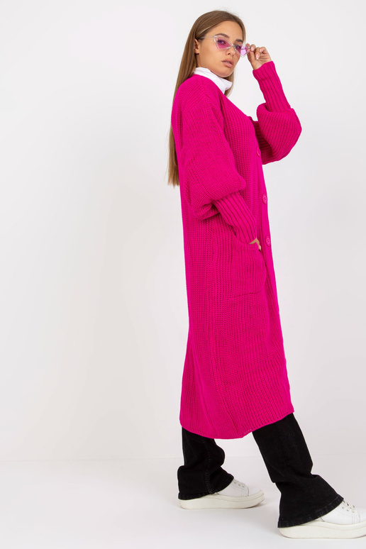 Fuchsiový dlouhý kardigan s velkými... Fuchsiový dlouhý kardigan s velkými...