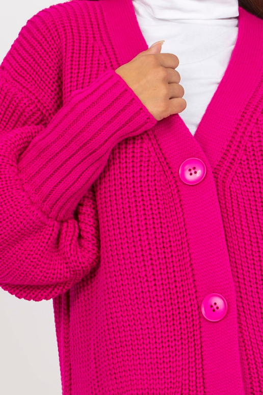Fuchsiový dlouhý kardigan s velkými... Fuchsiový dlouhý kardigan s velkými...