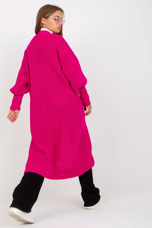 Fuchsiový dlouhý kardigan s velkými... Fuchsiový dlouhý kardigan s velkými...