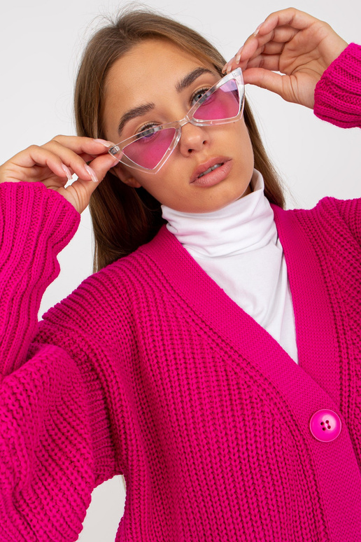 Fuchsiový dlouhý kardigan s velkými... Fuchsiový dlouhý kardigan s velkými...