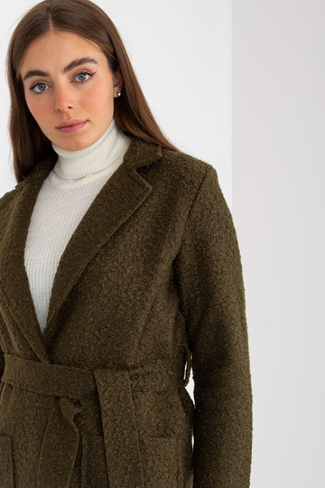 Khaki plyšový maxi kabát s...