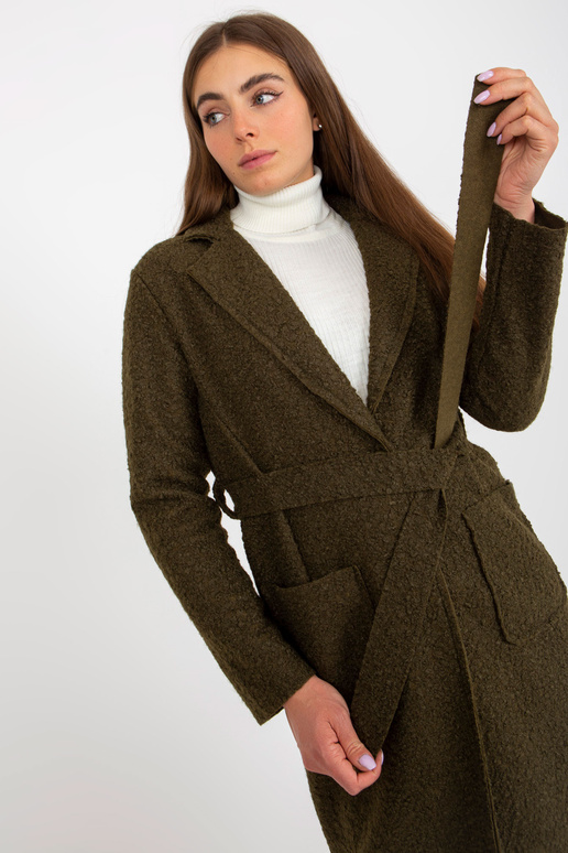 Khaki plyšový maxi kabát s páskem... Khaki plyšový maxi kabát s páskem...