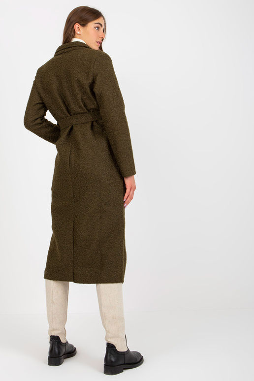 Khaki plyšový maxi kabát s páskem... Khaki plyšový maxi kabát s páskem...