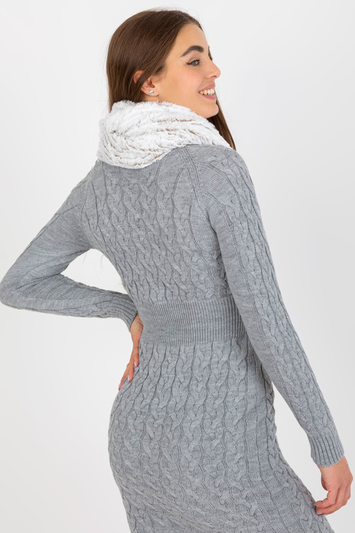 Bílo-hnědý zimní komín z umělé kožešiny